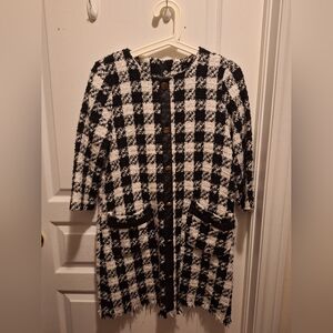 Zara tweed dress with leather trims